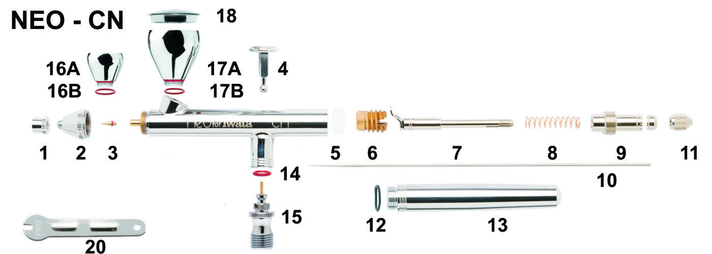 iwata NEO CN Replacement Parts – Maple Airbrush Supplies